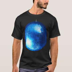 Camiseta Discoteca Fiebre De Bolas Plata Y Purpurina Azul B