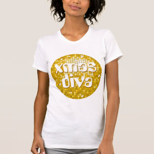 Camiseta Discoteca Tiles "Gold" 'xmas diva' damas petit whi