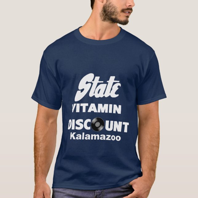 Camiseta Discount de la vitamina del estado de Kalamazoo (Anverso)