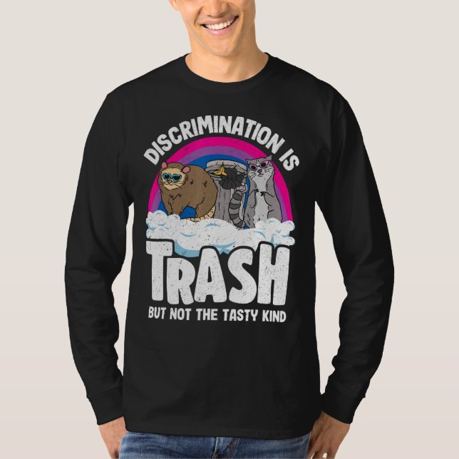 Camiseta Discriminación: Trash Opossum Raccoon Bisexual B (Anverso)