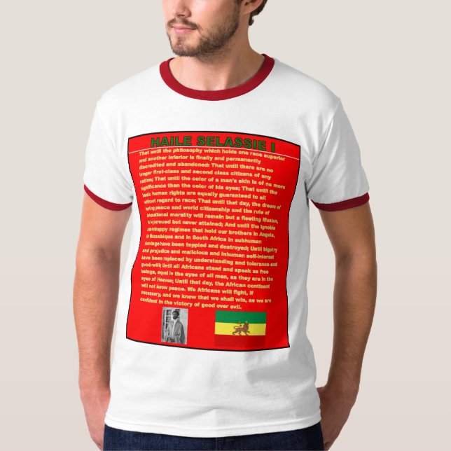 Camiseta Discurso famoso de la guerra de Haile Selassie a (Anverso)