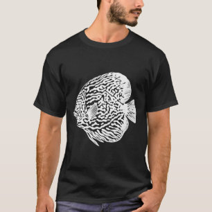 Camiseta Discus Fish Animal Ink Art Fish Drawing On Black