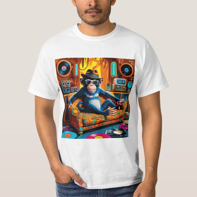 Camiseta diseñada para hombres con monos divertido (Anverso)