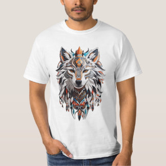 Camiseta diseñada por lobos tribales