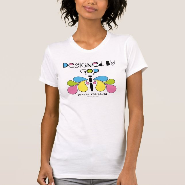 Camiseta Diseñado Por Dios Resumen Mariposa Cristiana (Anverso)