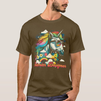 Camiseta Diseñador de interiores Rainbow Unicorn