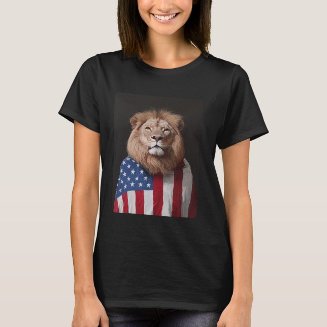 Camiseta Diseñador de leones Estados Unidos Bandera estadou (Anverso)