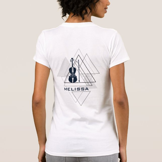 Camiseta Diseñador de violines azul y blanco de la moderna  (Reverso)