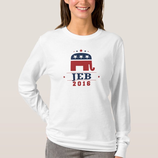 Camiseta Diseño 2016 del elefante del GOP de Jeb (Anverso)