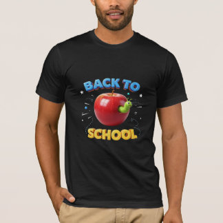 Camiseta Diseño 3D lindo de vuelta a la escuela con manzana