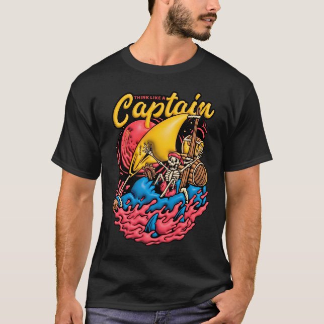 Camiseta Diseño 3D Think Like a Captain (Anverso)