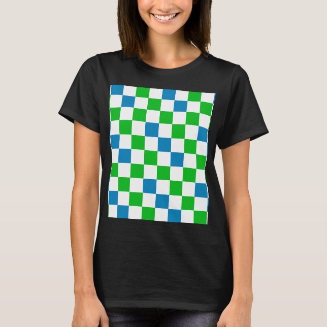 Camiseta Diseño a cuadros azul blanco verde (Anverso)