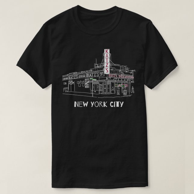 Camiseta Diseño a mano de Katz Deli New York City  (Diseño del anverso)