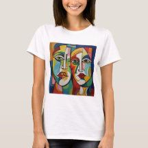 Diseño abstracto de camisetas, cubismo, caras colo