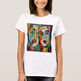 Camiseta Diseño abstracto de camisetas, cubismo, caras colo