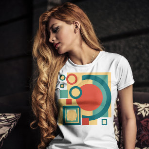 Camiseta Diseño Abstracto de Estilo Risógrafo Geométrico Re