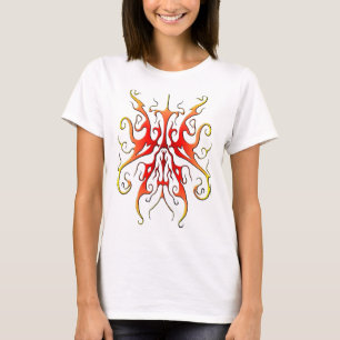 Camiseta Diseño Abstracto de Máscara Tribal de Llama Elegan