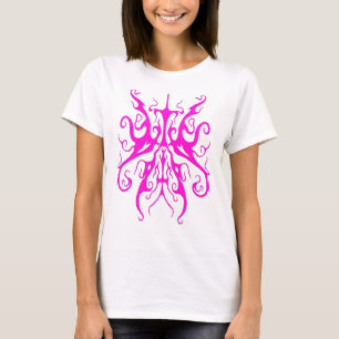 Camiseta Diseño Abstracto de Máscara Tribal Rosa Elegante