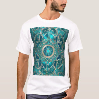 Camiseta Diseño abstracto de oro y Verde azulado de origen"