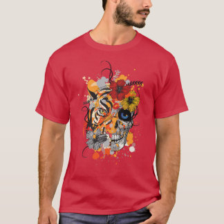 Camiseta Diseño abstracto del esqueleto teñido de tigres