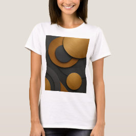 Camiseta Diseño abstracto geométrico de lujo negro y oro
