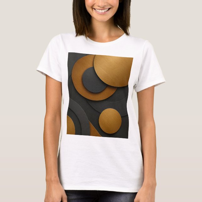 Camiseta Diseño abstracto geométrico de lujo negro y oro (Anverso)