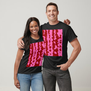 Camiseta Diseño abstracto irregular rosa granate rojo