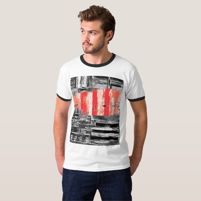 Camiseta – Diseño Abstracto Pulso Rojo (Anverso completo)