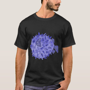 Camiseta Diseño acuarela de pez globo azul marino