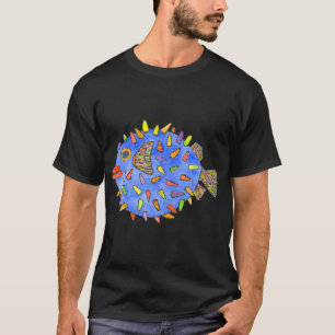 Camiseta Diseño acuarela pez globo azul