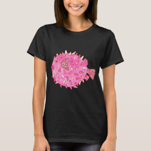 Camiseta Diseño acuarela pez globo rosa