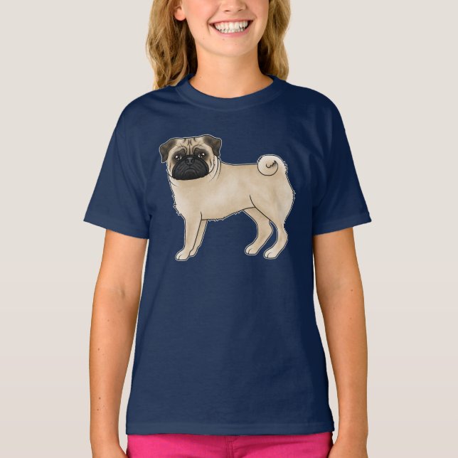 Camiseta Diseño Adorable De Raza De Perro De Pug Mops Ilust (Anverso)