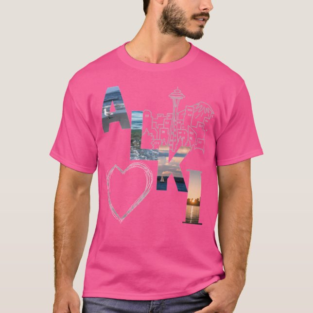 Camiseta Diseño aéreo de Alki Beach Seattle (Anverso)