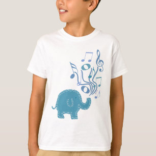 Camiseta diseño afortunado del elefante de las notas