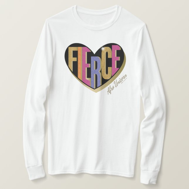 Camiseta Diseño afro unicornio de corazón feroz (Anverso del diseño)