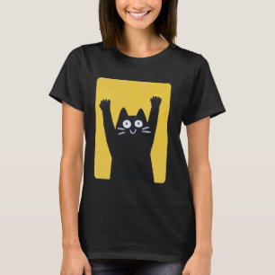 Camiseta Diseño Amarillo Con Un Gato En Él Gato Negro