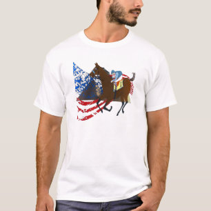 Camiseta diseño americano de la carrera de caballos del