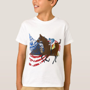 Camiseta diseño americano de la carrera de caballos del