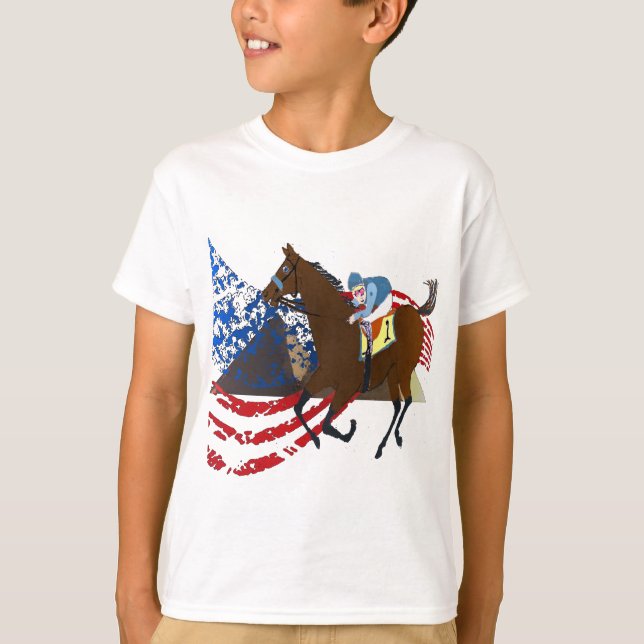 Camiseta diseño americano de la carrera de caballos del (Anverso)