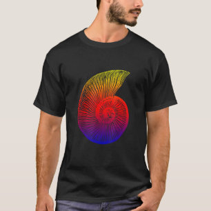 Camiseta Diseño amoniaco de fósil azul rojo amarillo