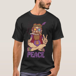 Camiseta Diseño Antiguo Distorsionado Hombre Signo de Paz