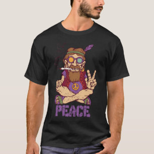 Camiseta Diseño Antiguo Distorsionado Hombre Signo de Paz