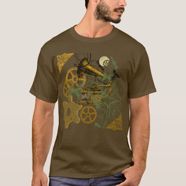 Camiseta Diseño apenado de Steampunk de la mirada (Anverso)