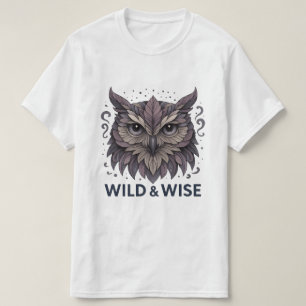 Camiseta Diseño artístico de búho salvaje y sabia