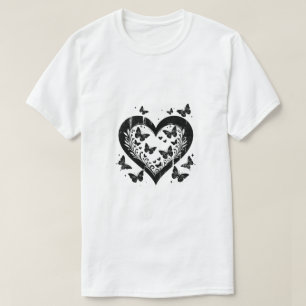 Camiseta Diseño Artístico de Concepto Blanco Negro