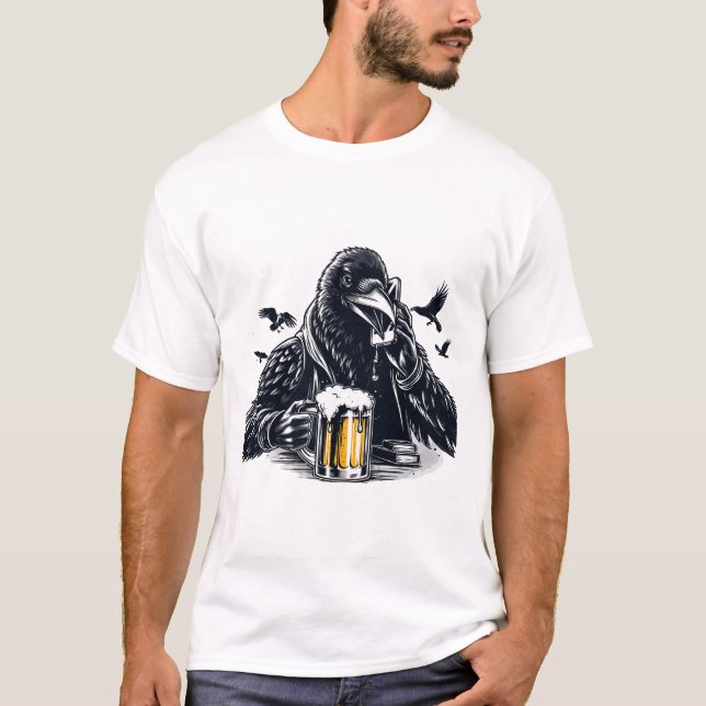 Camiseta Diseño artístico de crow de cerveza de teléfono (Anverso)