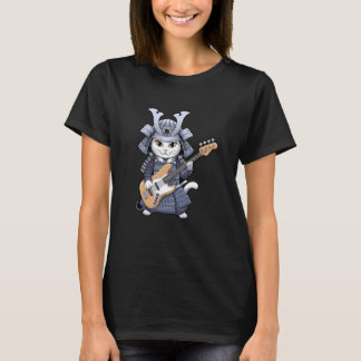 Camiseta Diseño Artístico de Gato Japonés Tocando Guitarra