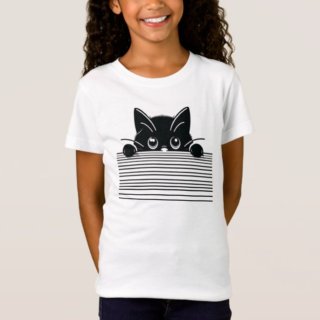 Camiseta Diseño Artístico de Gato Negro (Anverso)