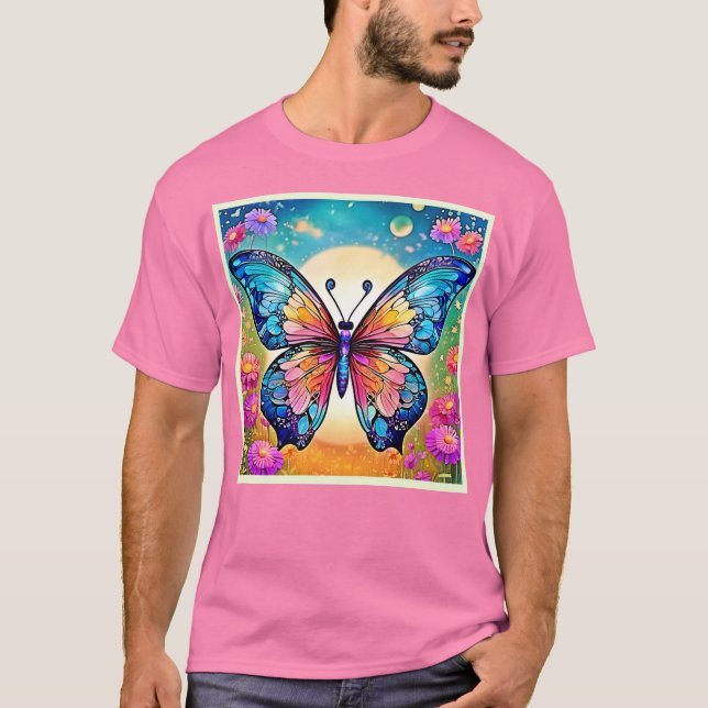 Camiseta Diseño artístico de mariposa floral (Anverso)