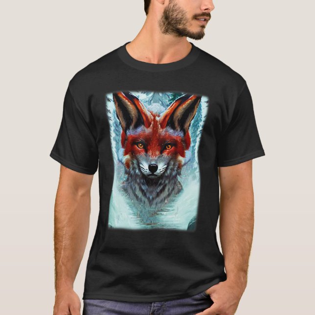Camiseta Diseño artístico de predadores silvestres de zorro (Anverso)